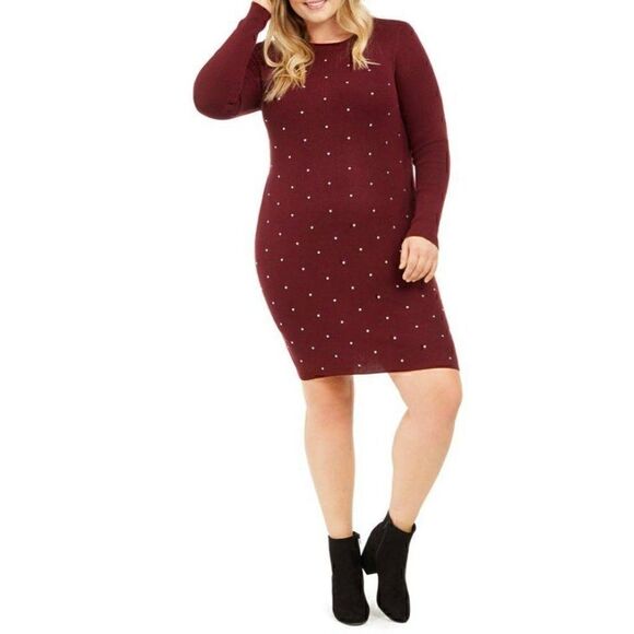 Planet Gold Sweater Dress 2X Wine Red Plus Juniors‎ - Picture 6 of 9